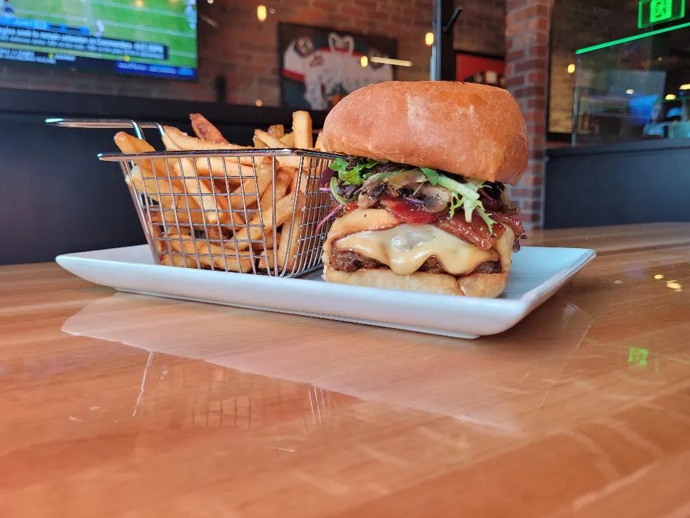 The Ooh So Gouda burger with candied bacon at The Kal