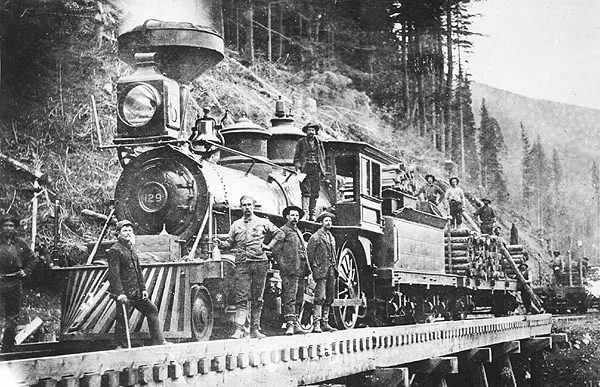 A steam train arriving in Vernon